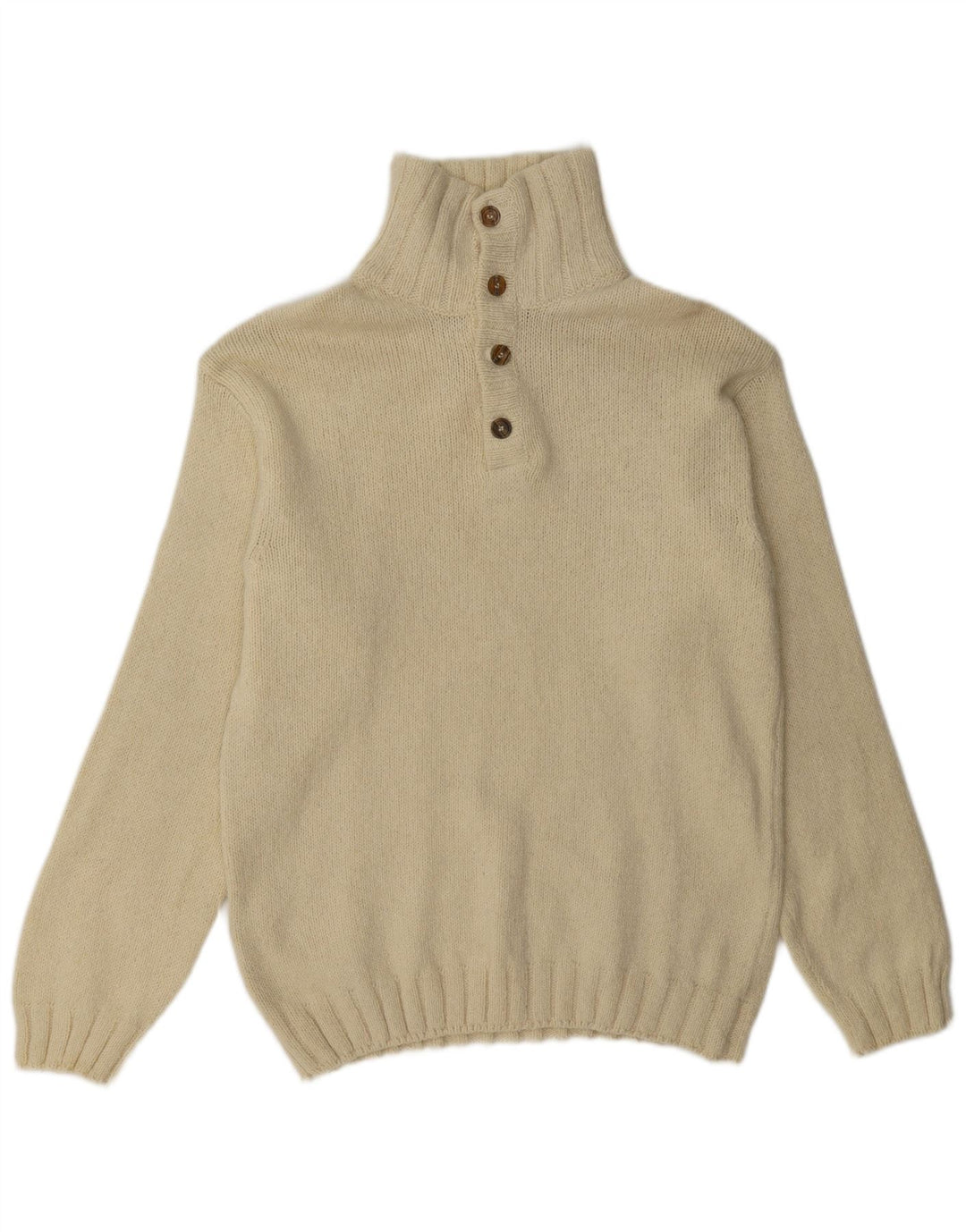 Marlboro Classics Herren-Pullover mit Knopfkragen, XL, beige Wolle