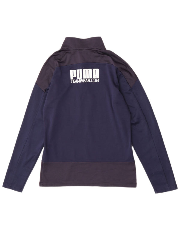 Puma Mens Graphic Pullover Tracksuit Top Small Navy Blue Colourblock