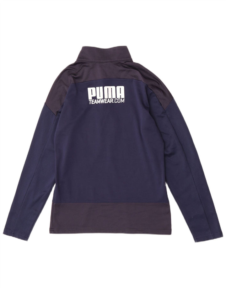 Puma Mens Graphic Pullover Tracksuit Top Small Navy Blue Colourblock