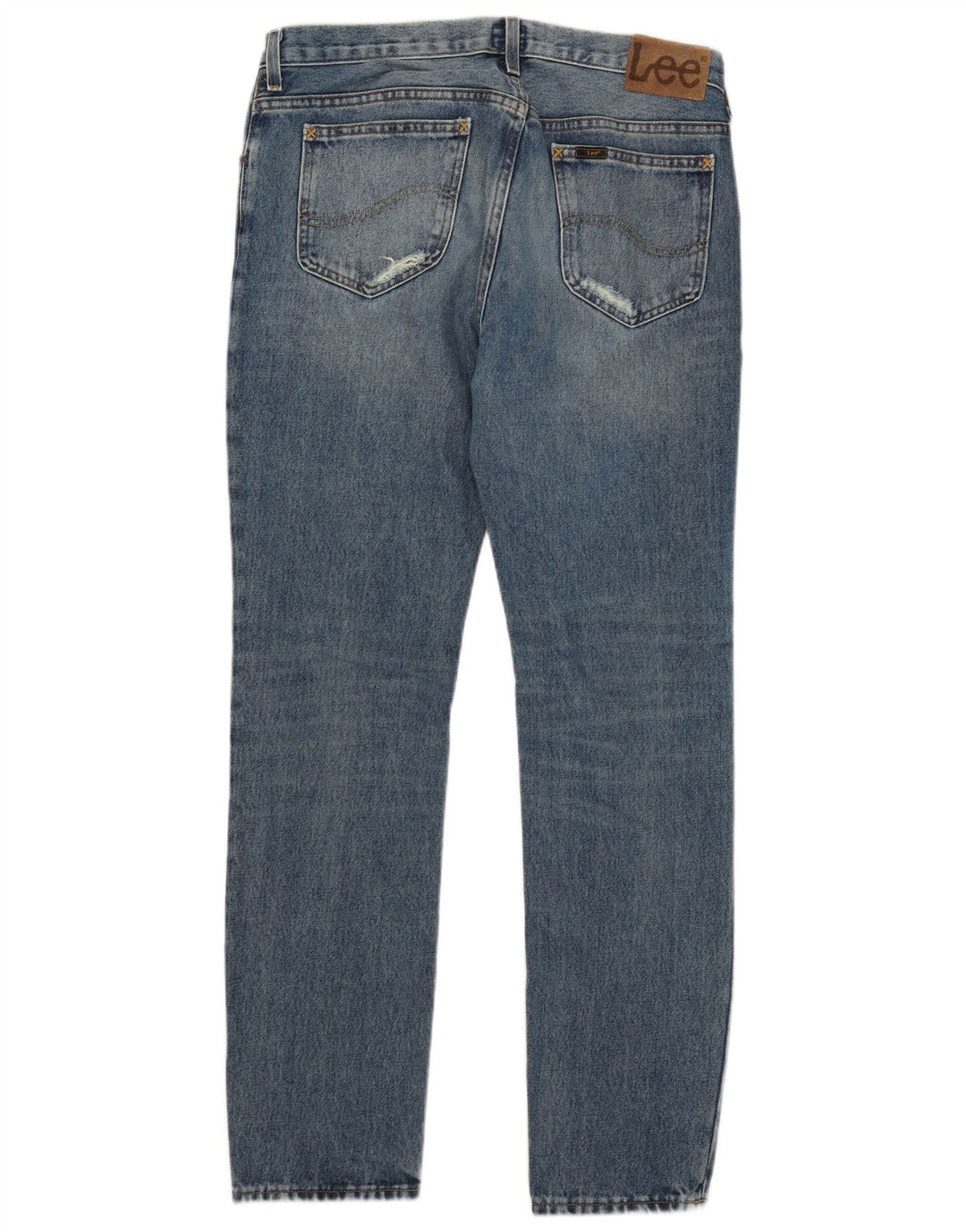 LEE Mens Rider Distressed Slim Jeans W33 L32 Blue Cotton