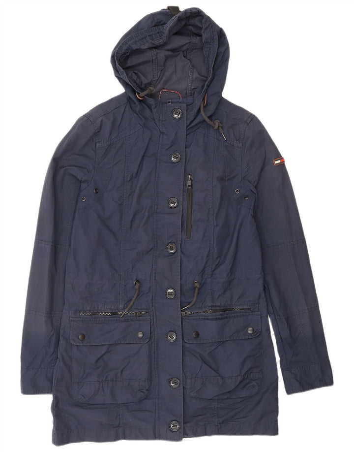 TOMMY HILFIGER Womens Oversized Hooded Parka Jacket UK 10 Small Navy Blue