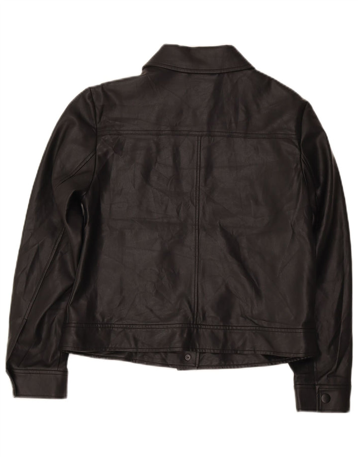 Marks & Spencer Damen-Bomberjacke aus Kunstleder, Gr. 12, mittelschwarz