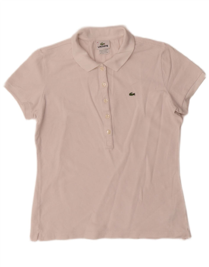 Lacoste Womens Polo Shirt Size 42 Large White Cotton