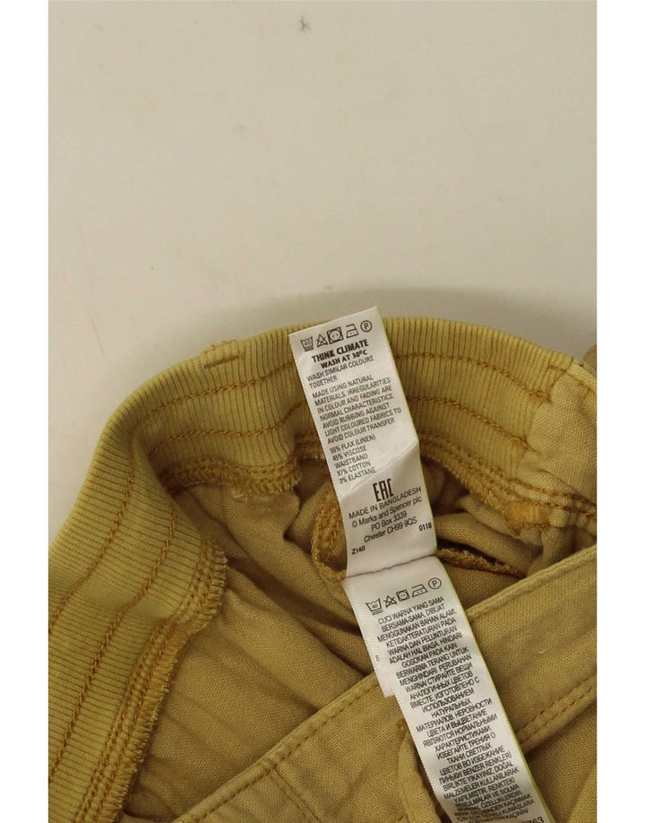 Marks & Spencer Damen Shorts UK 16 Large W34 Khaki Leinen