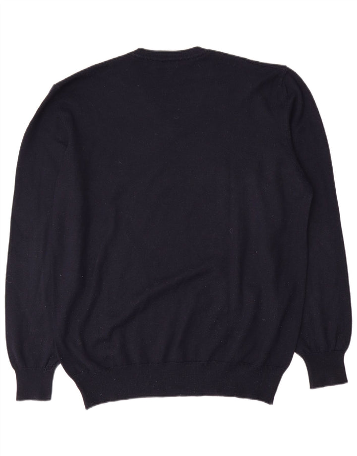 SIR RAPHAEL Mens V-Neck Jumper Sweater 2XL Navy Blue Acrylic