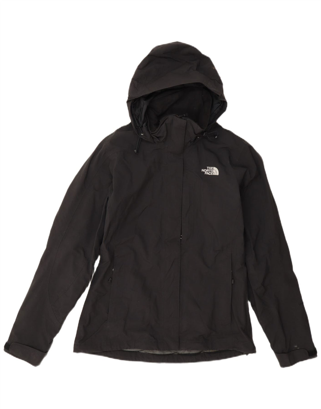 The North Face Womens Hooded Rain Jacket UK 10 Small Black Nylon