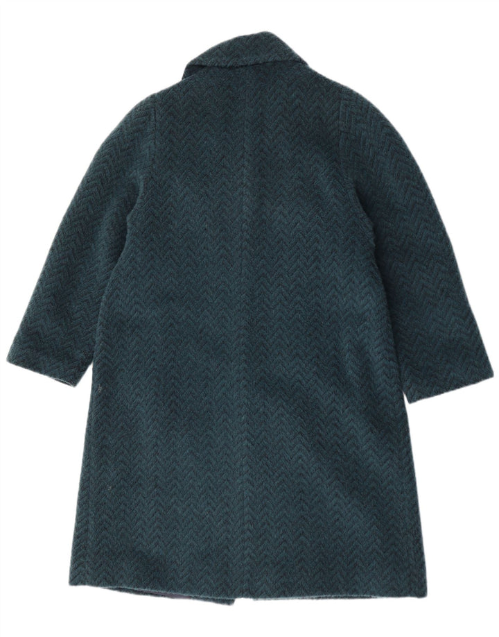 ELENA MIRO Womens Overcoat UK 18 XL  Blue Chevron Wool