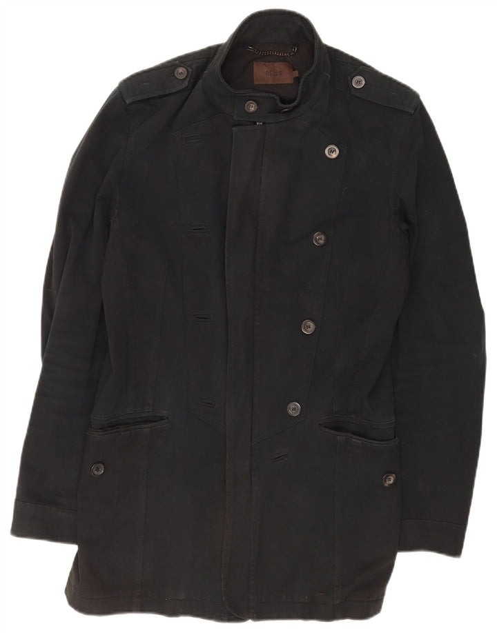 Reiss Mens Military Jacket UK 36 Small Black Cotton