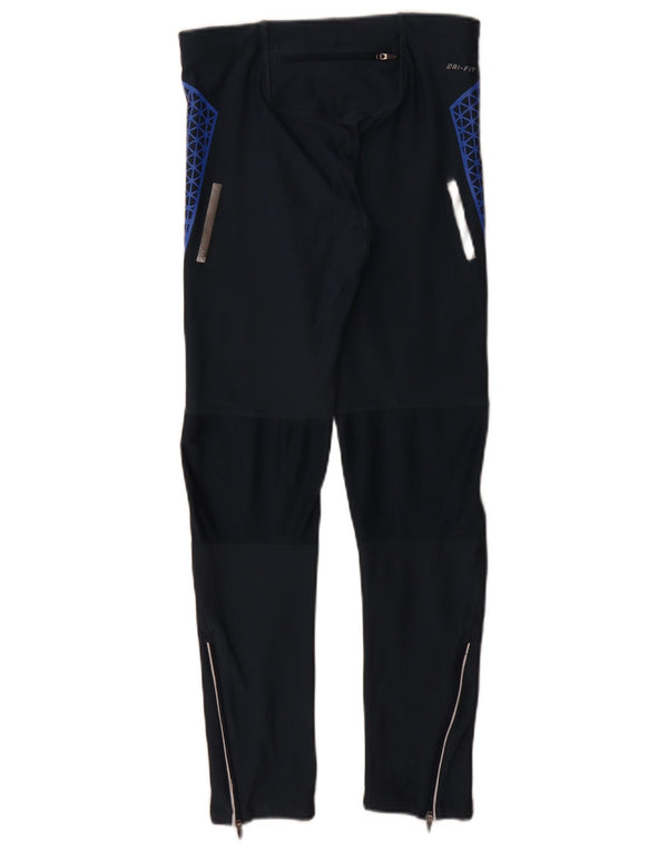 Nike Womens Dri Fit Leggings UK 8 Small Navy Blue Geometric Polyester