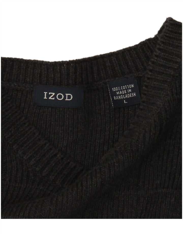 Maglione da uomo con scollo a barca IZOD, cotone a quadri grigi grandi