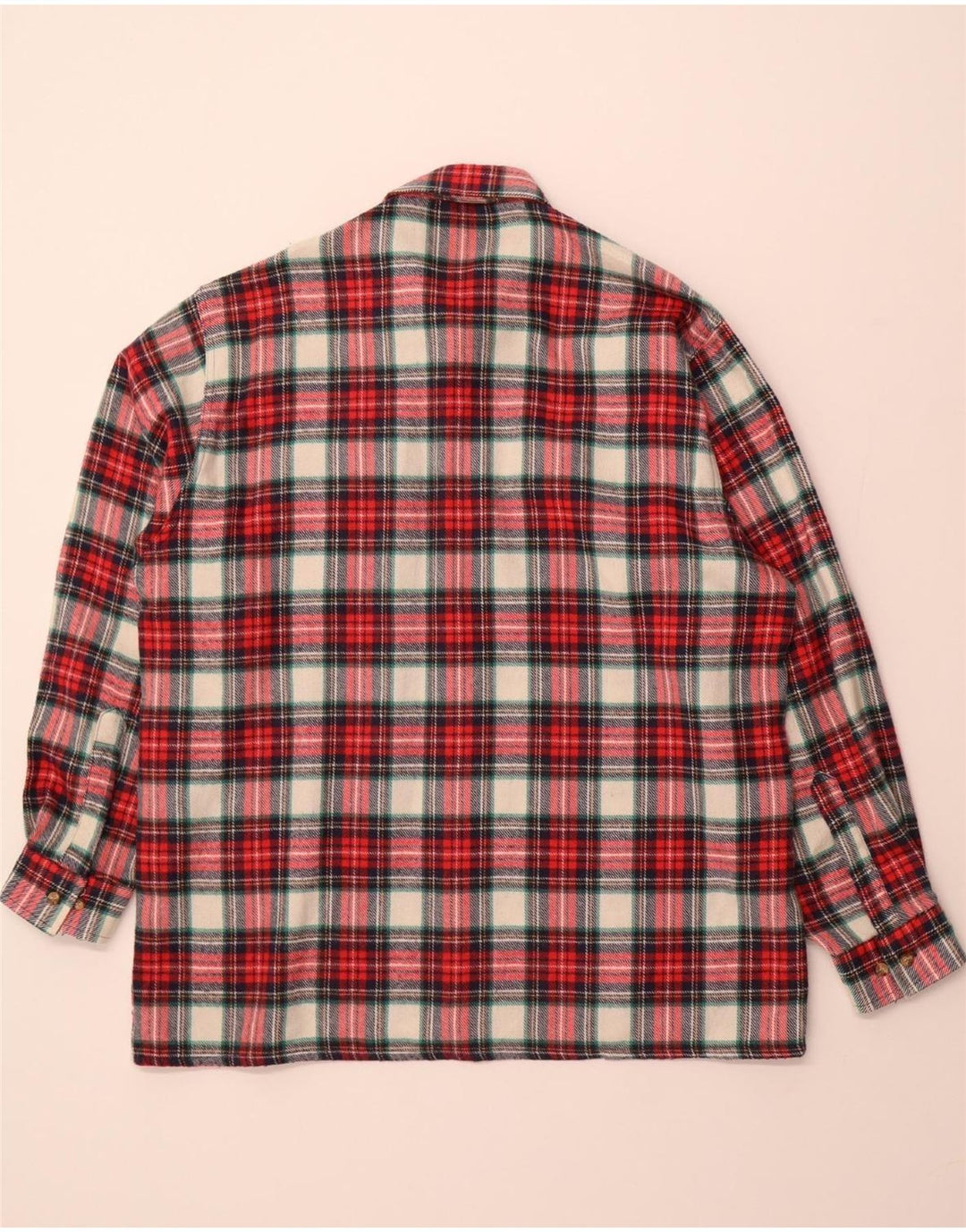 FOLLIE Mens Flannel Shirt Size 43/44 XL Red Check Wool