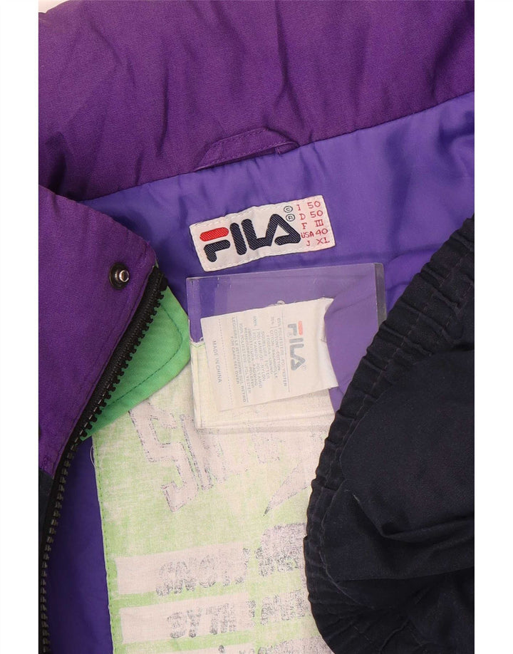 Fila Skijakke med hætte til mænd IT 50 Large Navy Blue Colourblock Polyester