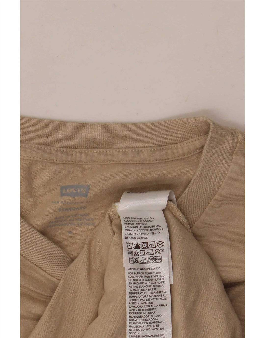 Levi's Mens Standard Fit Graphic T-Shirt Top Medium Beige Cotton