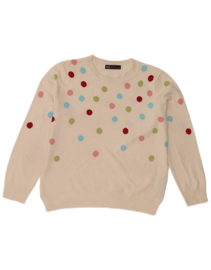 Marks & Spencer Womens Crew Neck Jumper Sweater UK 12 Medium Off White