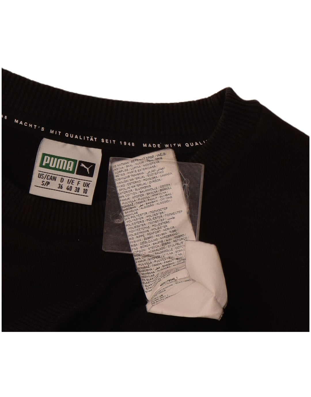 PUMA Womens Oversized Graphic Sweatshirt Jumper UK 10 Small  Black Cotton