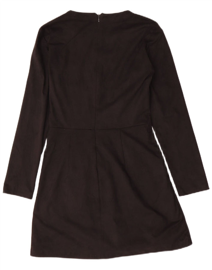 Zara Womens Long Sleeve A-Line Dress UK 12 Medium Black Polyester
