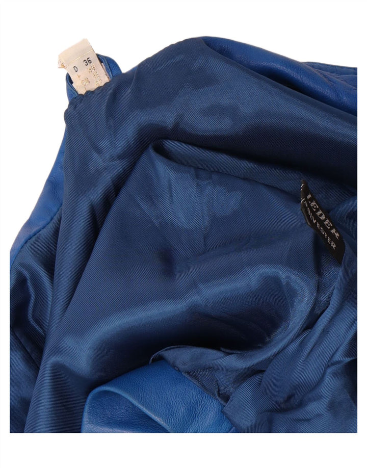 Vintage mujer crop chaqueta de cuero Reino Unido 10 pequeño azul