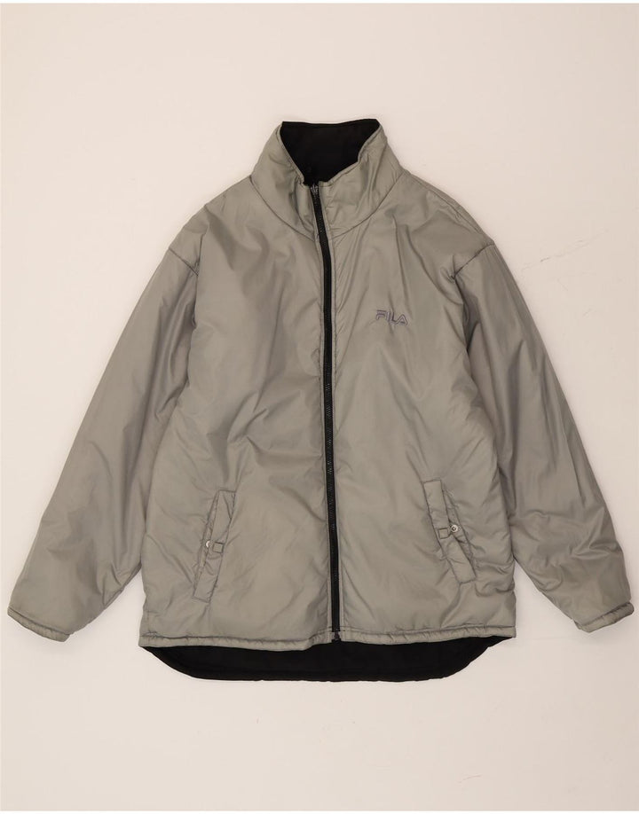 Jaqueta acolchoada reversível masculina Fila IT 50 grande poliéster preto Colourblock