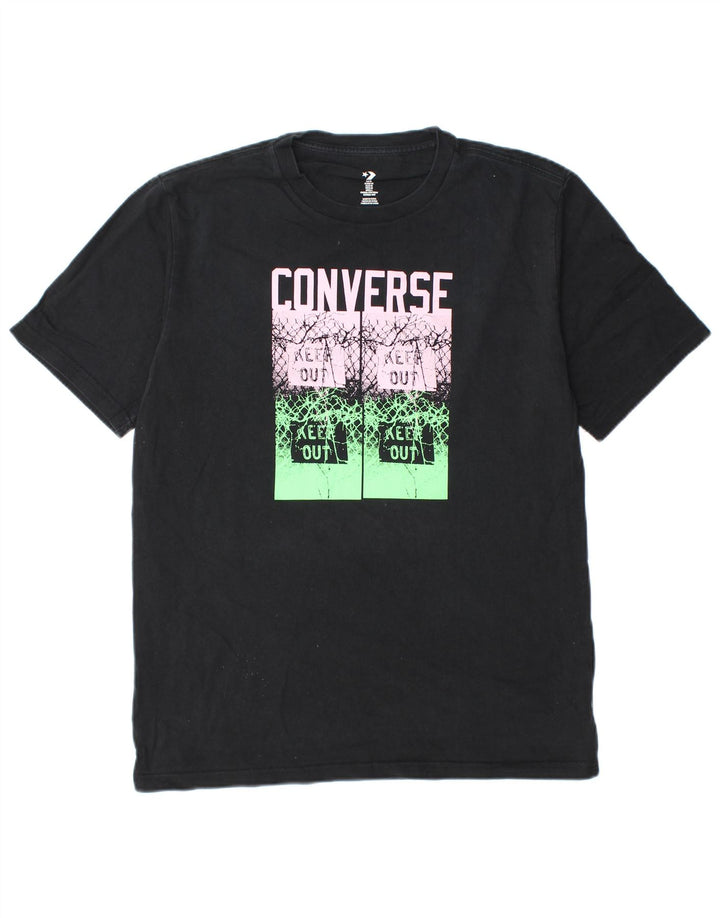 Converse Herren Grafik-T-Shirt-Oberteil aus mittelschwarzer Baumwolle