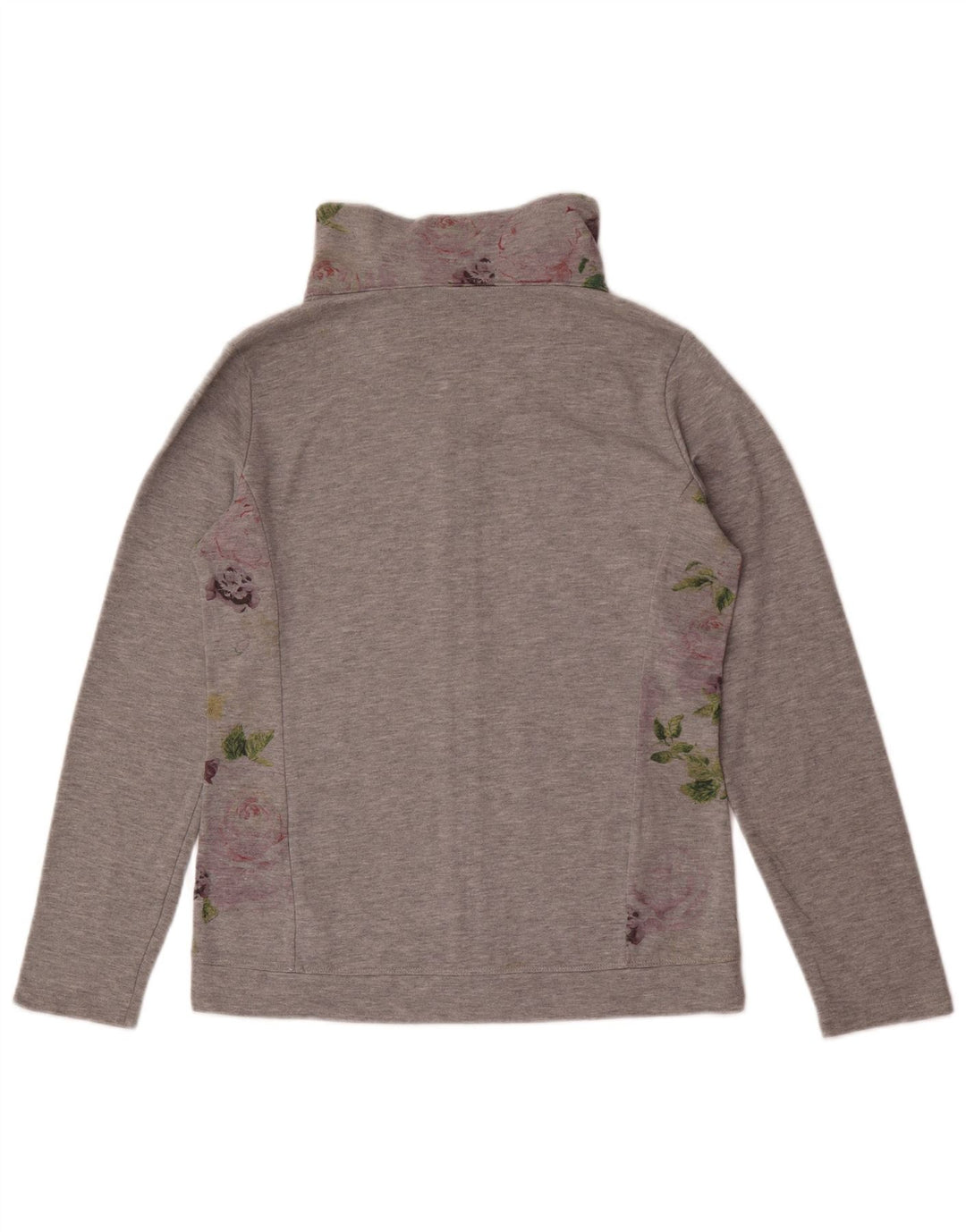 Champion Womens Tracksuit Top Jacket UK 14 Medium Grey Floral Cotton