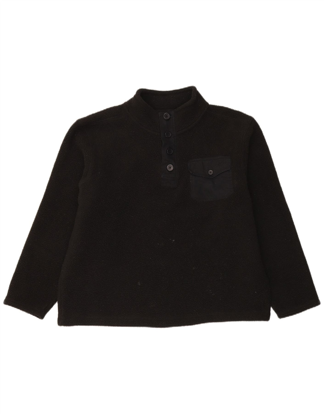 Weird Fish Herre Button Neck Fleece Jumper XL Sort Polyester