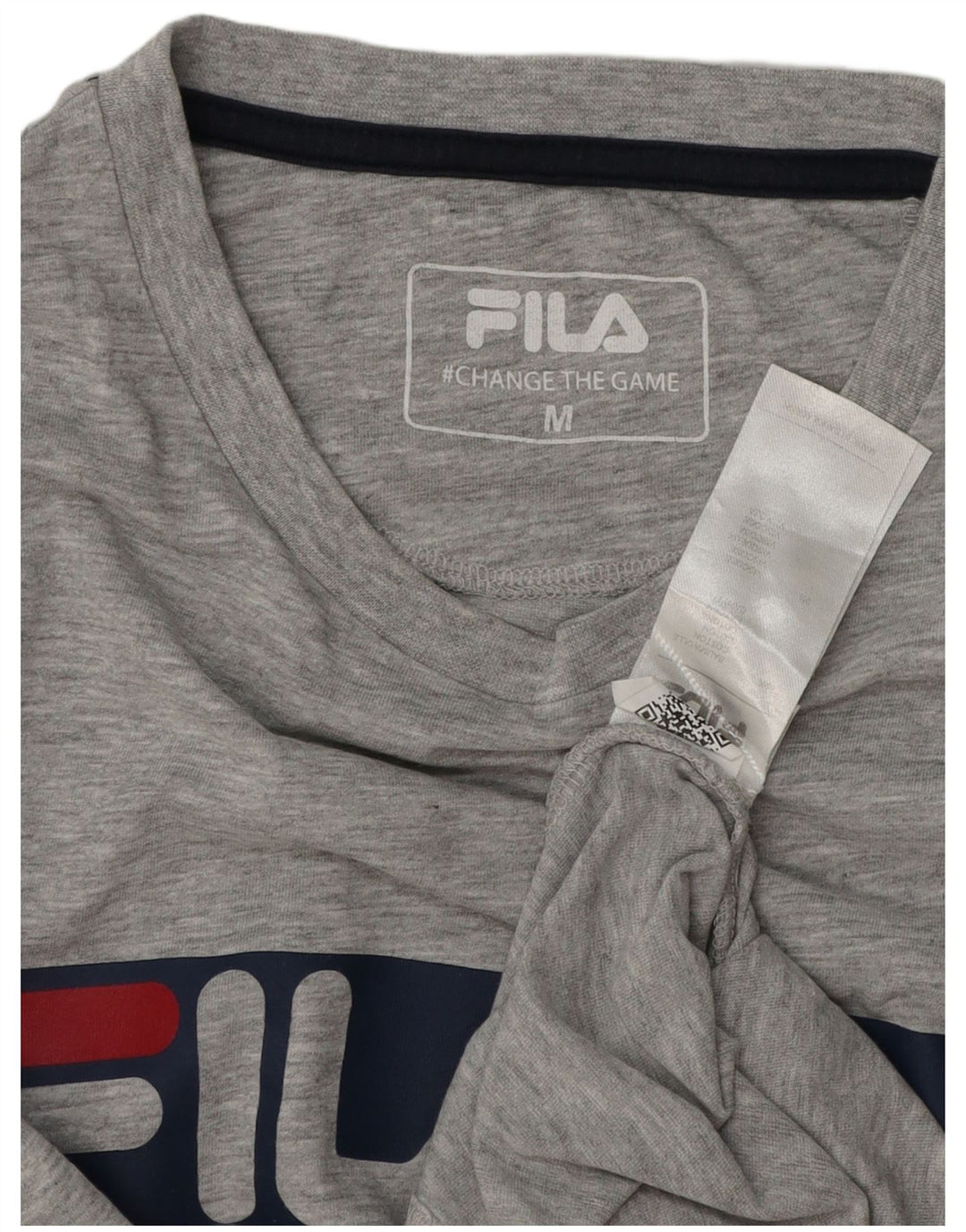 Мужская футболка Fila с рисунком, хлопковый топ среднего серого цвета с крапинками