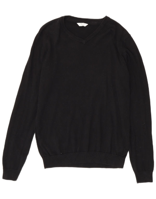Marks & Spencer Jungen-Pullover mit V-Ausschnitt, 15–16 Jahre, schwarze Baumwolle