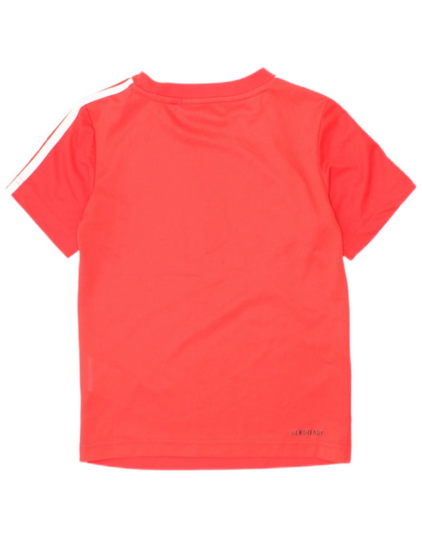 Adidas Boys Aeroready Graphic T-Shirt Top 4-5 Years Red Polyester