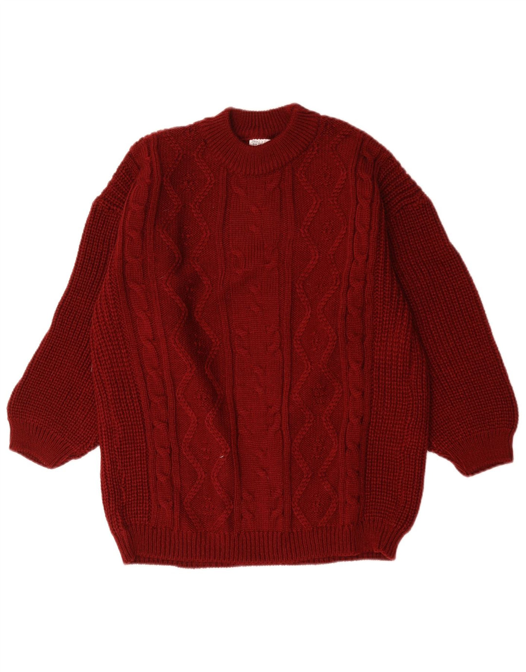 Vintage Womens Oversized Crew Neck Jumper Sweater EU 38/40 Medium Maroon