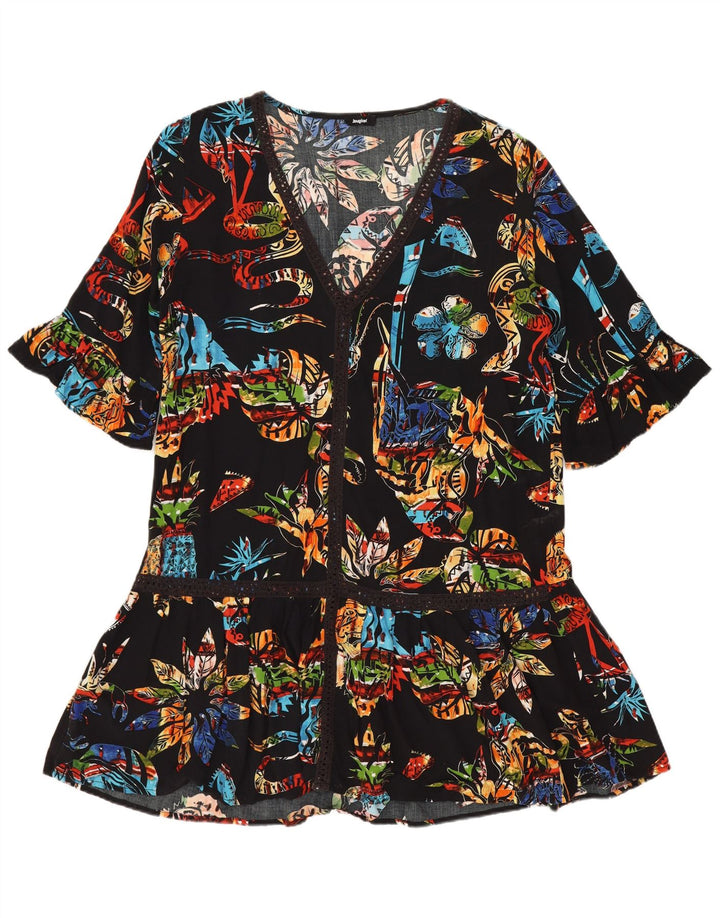 Desigual Womens Tunic Dress UK 14 Medium Black Floral