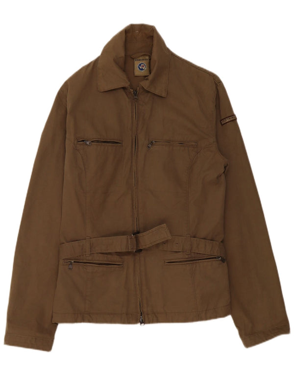 Napapijri Womens Geographic Utility Jacket UK 18 XL Khaki Cotton