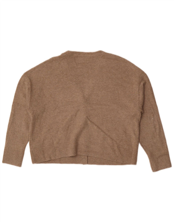 Marks & Spencer Dame Crop Cardigan Sweater UK 14 Medium Brun Polyester