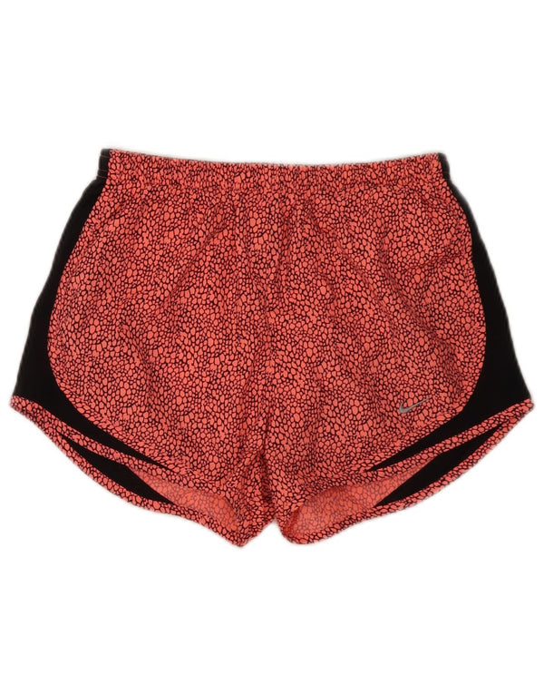 Nike Womens Dri Fit Abstract Pattern Sport Shorts UK 10 Small Red Polyester