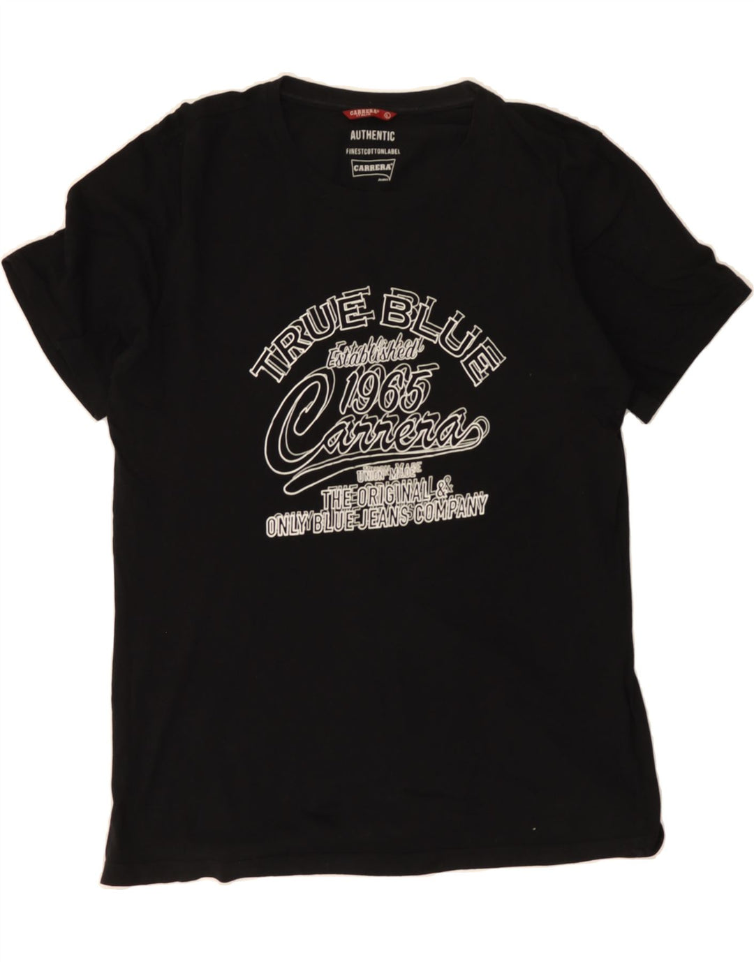 CARRERA Mens Graphic T-Shirt Top Large Black Cotton Vintage Carrera and Second-Hand Carrera from Messina Hembry 
