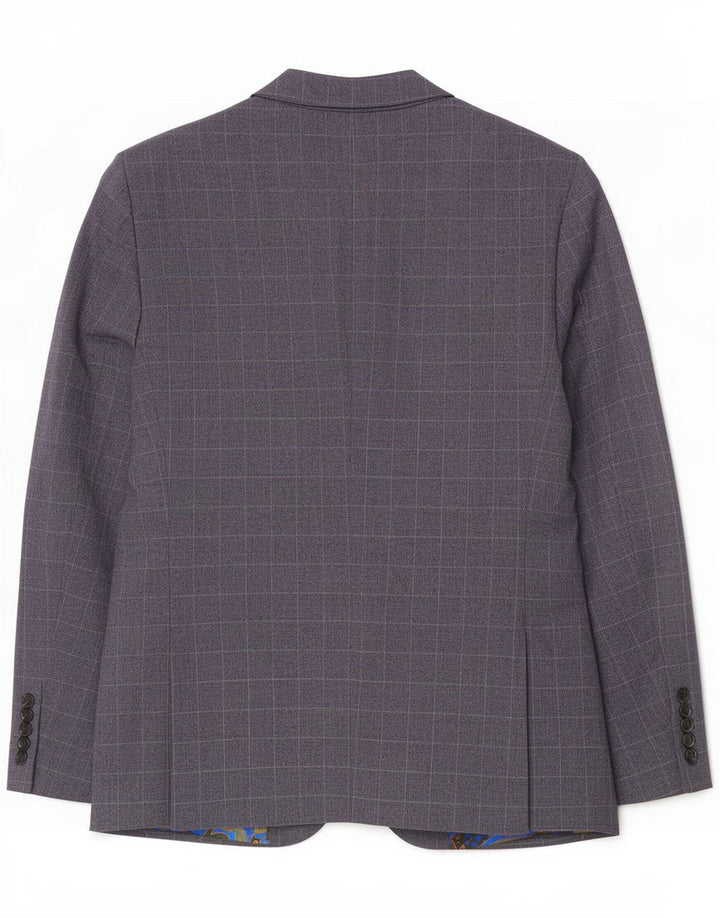 Marks & Spencer Veste blazer courte à 2 boutons pour homme UK 42 XL Bleu marine à carreaux