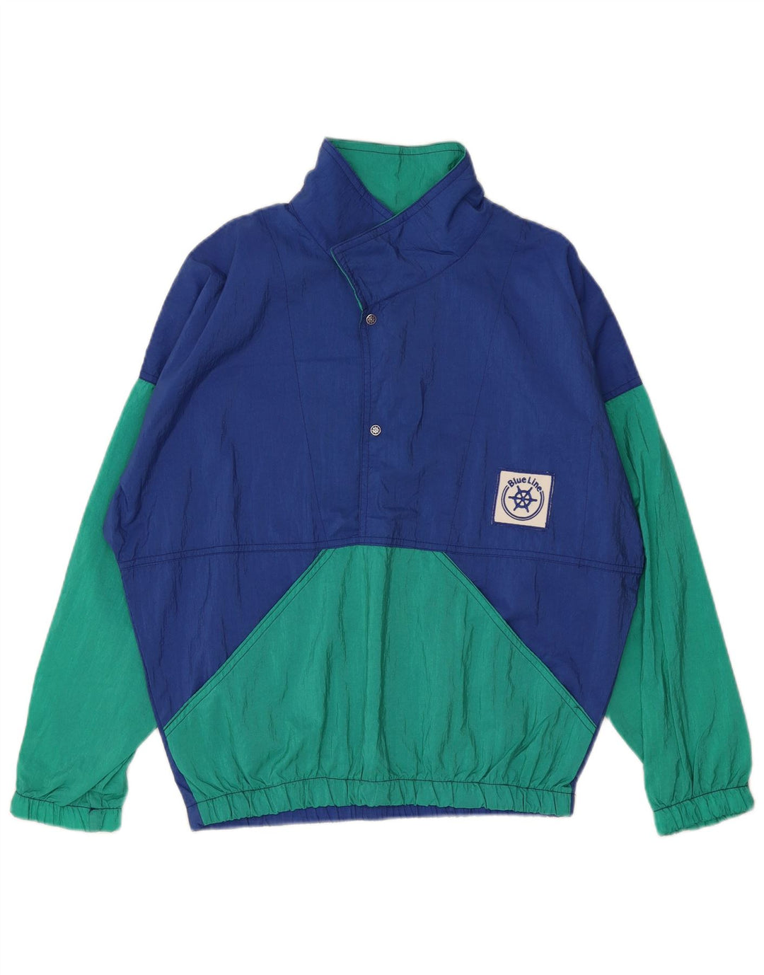 Vintage férfi pulóver tréningruha felső kabát XL kék Colourblock poliamid