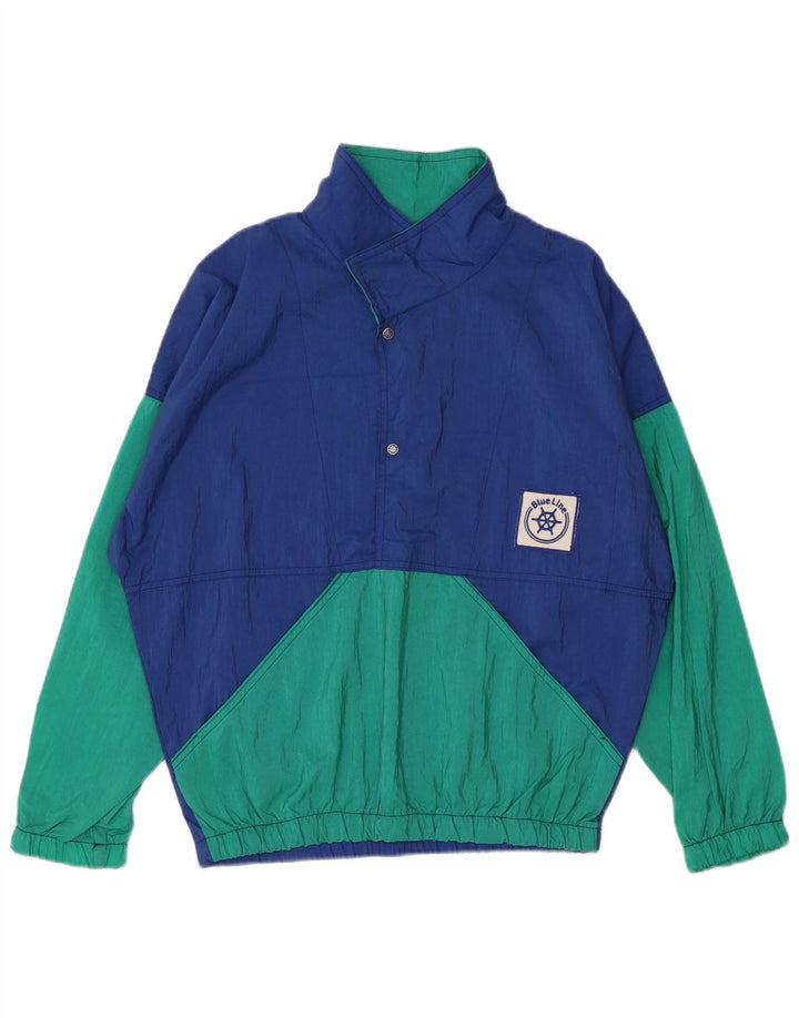 Vintage férfi pulóver tréningruha felső kabát XL kék Colourblock poliamid