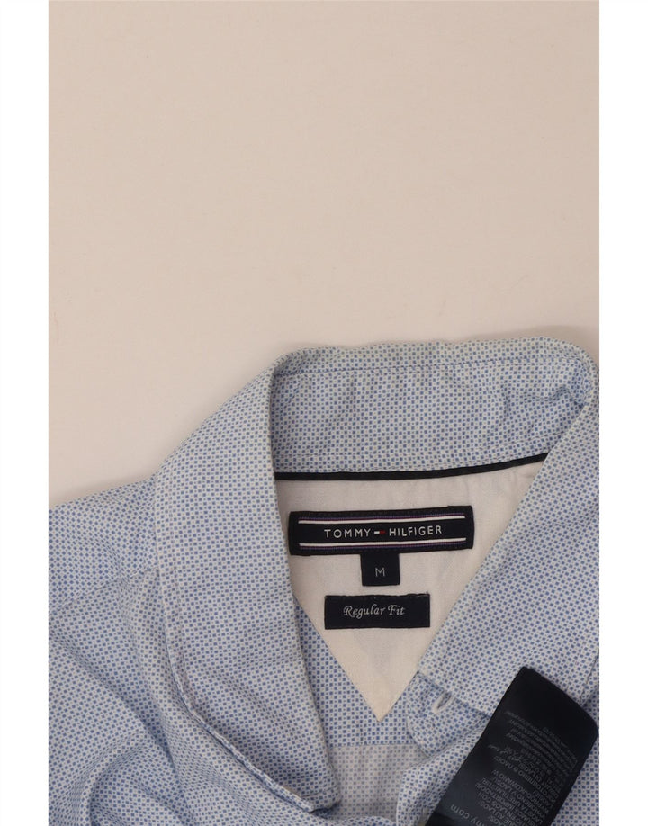 Tommy Hilfiger Mens Regular Fit Shirt Medium Blue Spotted Cotton