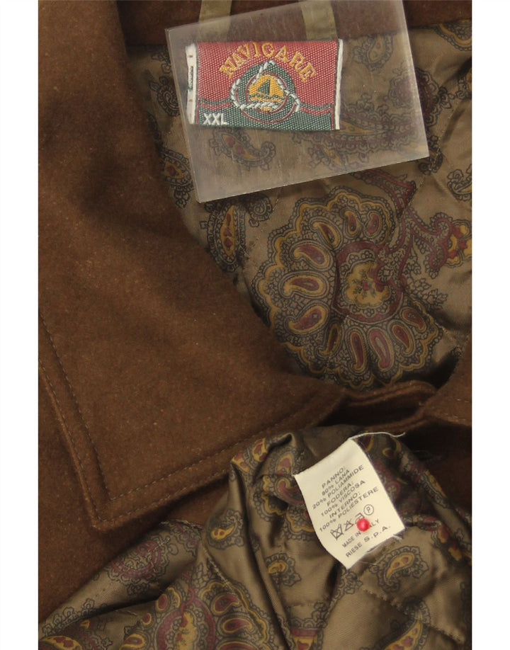 Navigare Mens Overcoat UK 44 2XL Brown Wool