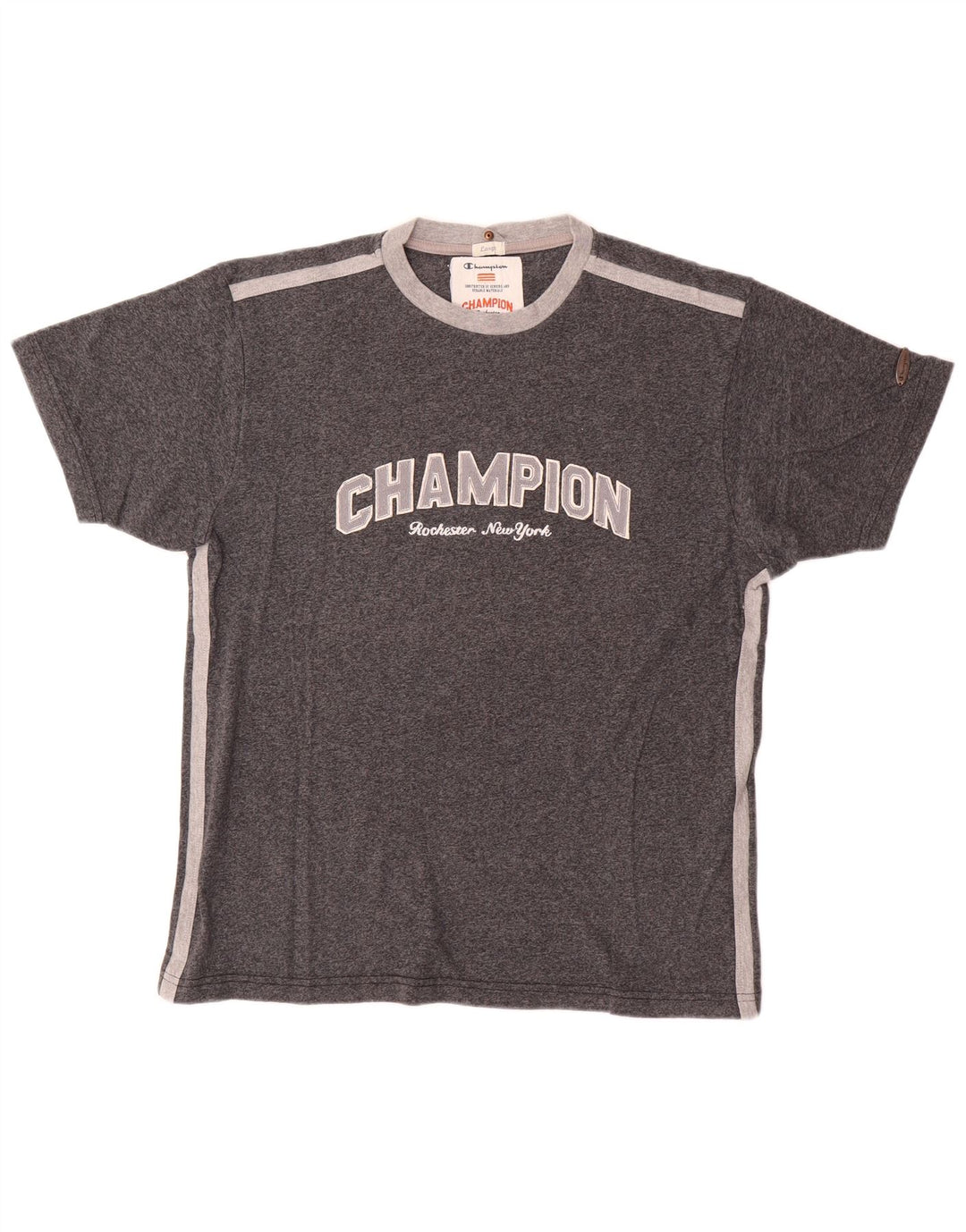 Champion Mens Graphic T-Shirt Top Large Grey Cotton