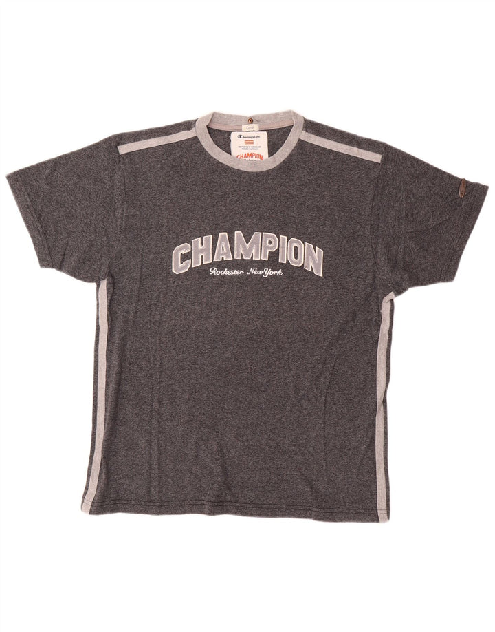 Champion Mens Graphic T-Shirt Top Large Grey Cotton