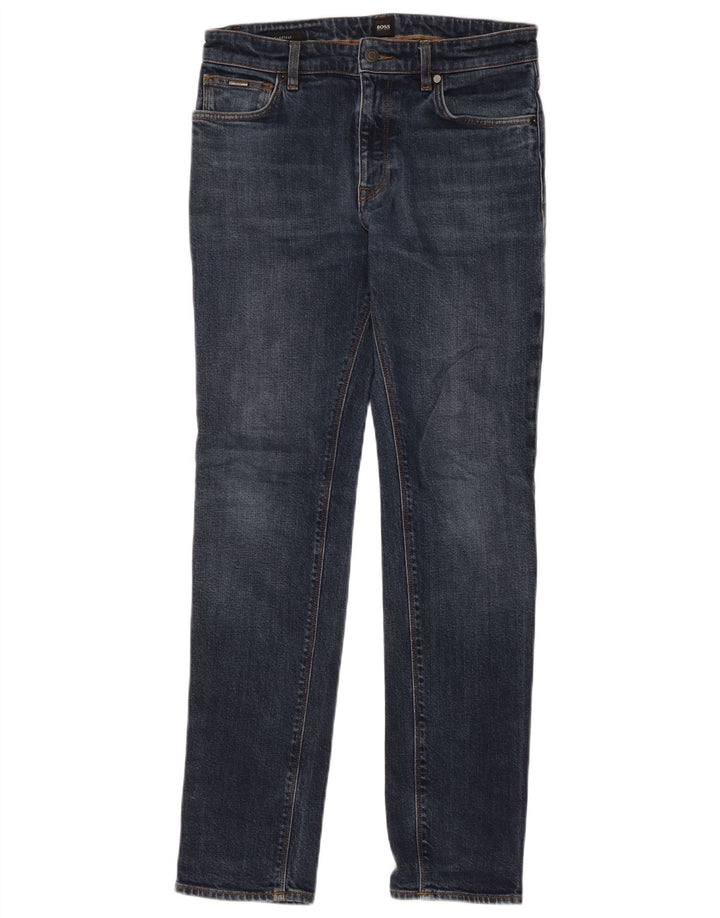 Jeans dritti slim da uomo Hugo Boss W30 L32 Blu Navy