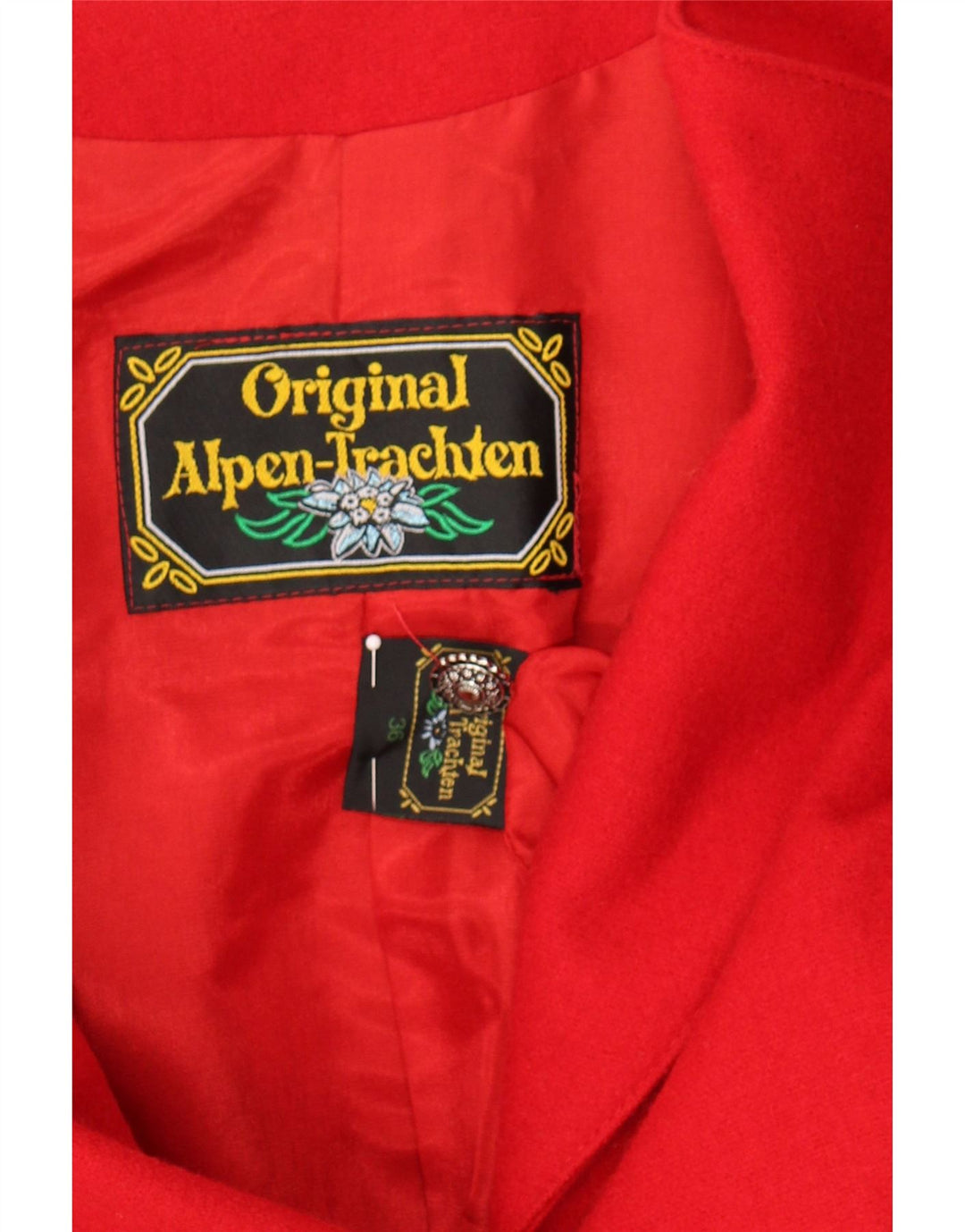 VINTAGE Womens Trachten Crop 2 Button Blazer Jacket EU 36 Small Red Vintage Vintage and Second-Hand Vintage from Messina Hembry 