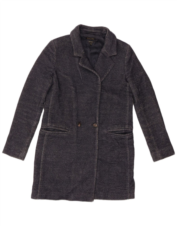 Massimo Dutti Womens Overcoat EU 36 XS Navy Blue Wool
