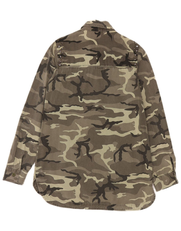 Женская куртка Zara Trafaluc UK 6 XS, зеленый камуфляжный хлопок, хлопок
