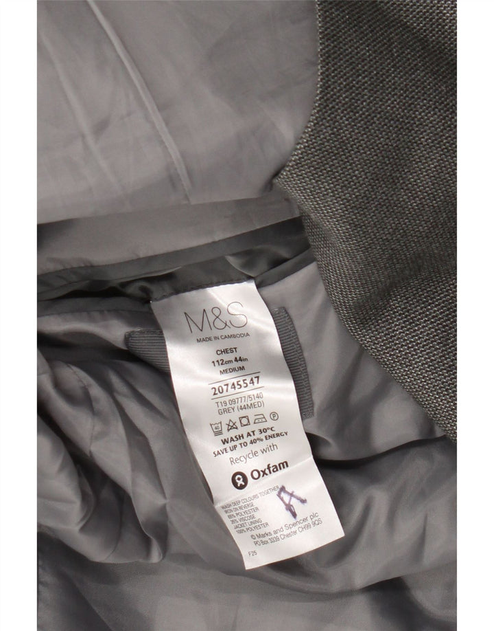 Marks & Spencer Mens 2 Button Blazer Jacket UK 44 2XL Grey Polyester