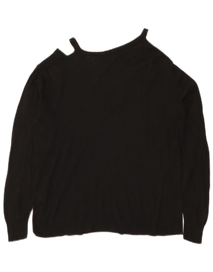 Zara Womens V-Neck Jumper Sweater UK 12 Medium Black Viscose