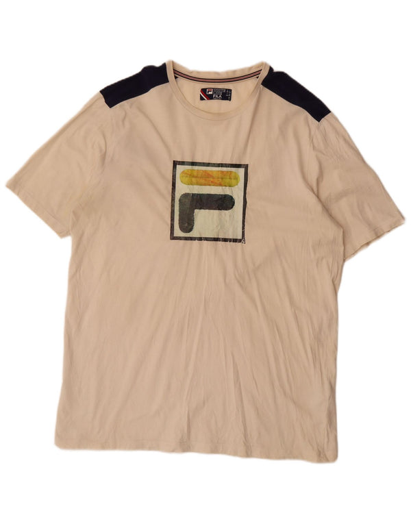 Tricou cu grafică pentru bărbați Fila Top 2XL, bej, bumbac color bloc