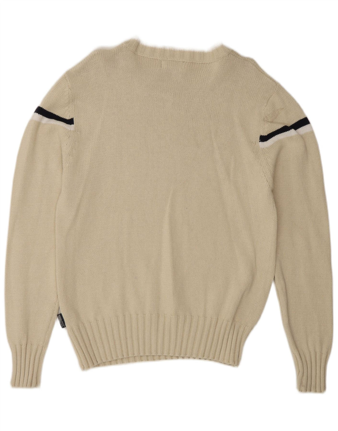 Woolrich Mens Graphic Boat Neck Jumper Sweater Medium Off White Striped