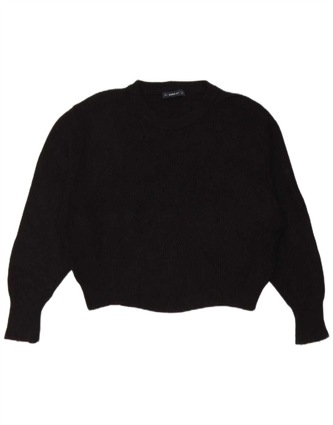 Zara Womens Oversized Crew Neck Jumper Sweater UK 14 Medium Black Viscose